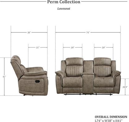 Lexicon Recliner Living Room Set, Home Theater Seating, Manual Polished - Image 10