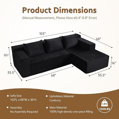 ANONER 103" Sectional Cloud Couch - Image 7