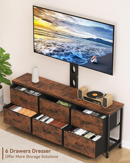 TV Stand with Mount, Fabric Dresser with 6 Drawers - Image 4