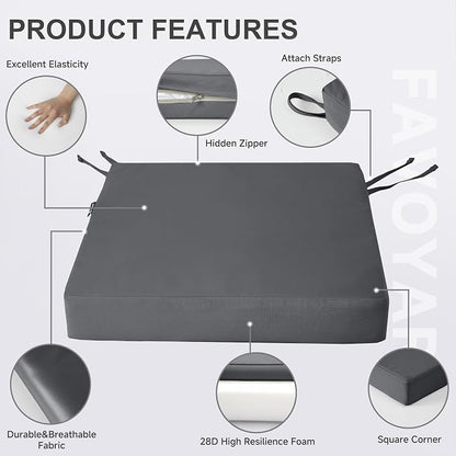 Favoyard Patio Chair Cushions 18 x 18 x 3 Inch Waterproof Outdoor Seat Cushions - Image 6