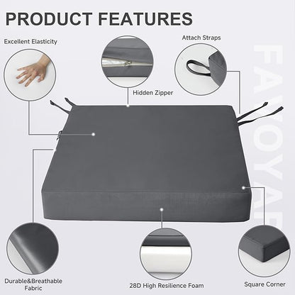 Favoyard Patio Chair Cushions 20 x 20 x 3 Inch Waterproof Outdoor Seat Cushions - Image 6