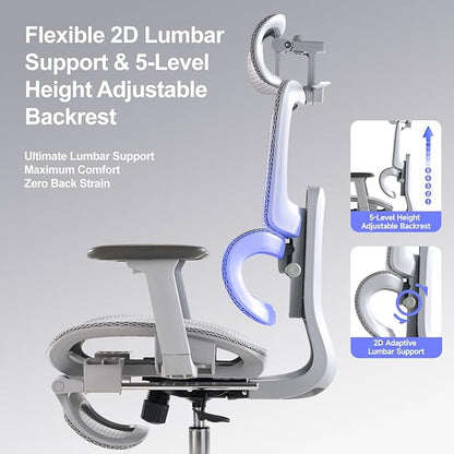 Office Chair with Footrest, Ergonomic Chair with 3D Headrest, Computer Chair - Image 6