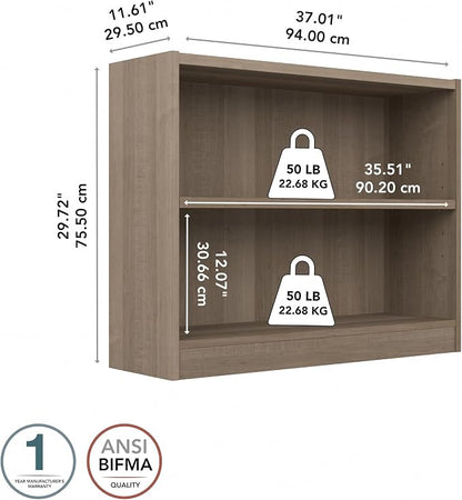 Bush Home Small 2 Shelf Bookcase, 2 Tier Bookshelf Storage Cabinet - Image 3