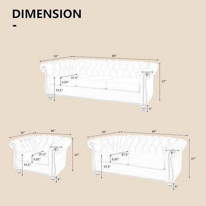 QHITTY 2 Piece Living Room Set, Sectional Chesterfield Sofa Chair Contemporary - Image 2