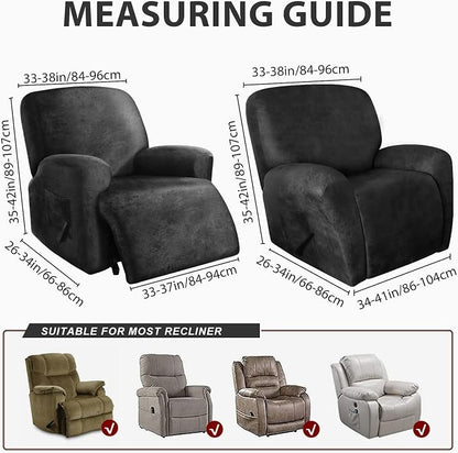 ANARACHON Recliner Chair Covers Leather Like, 4 Pieces Recliner Cover - Image 3