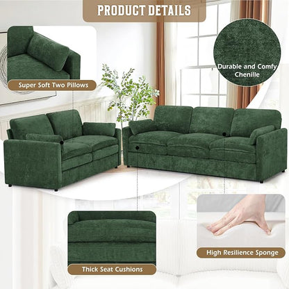 2 Pieces Chenille Sofa Set - Image 2