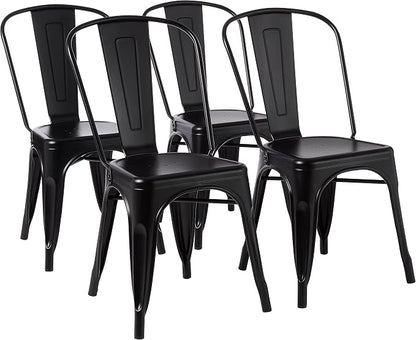 Amazon Basics Metal Dining Chairs, Indoor/Outdoor, Matte Black by AmazonBasics