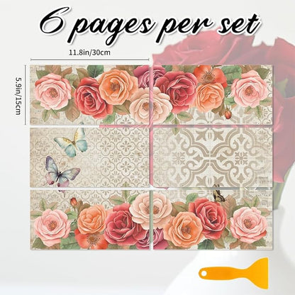 6 Sheets Roses Rub on Transfers - Image 2