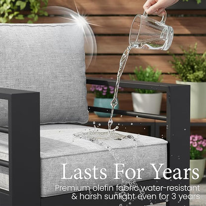 LayinSun Outdoor Aluminum Furniture Set, 4 Pieces Patio Sectional Conversation - Image 3