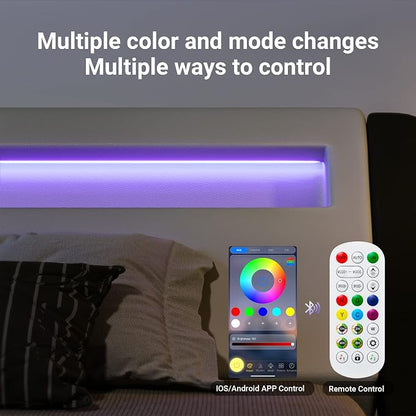 Allewie King Size LED Platform Bed Frame - Image 5