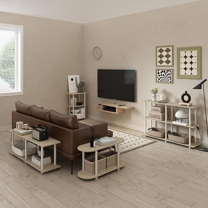 Furinno Turn-N-Tube No Tools Modern Rectangle Side Table, Bauhaus Oak/Beige - Image 3