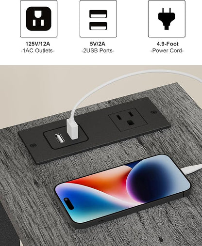 TUTOTAK Small End Table with Charging Station, Narrow Side Table with USB Ports - Image 7