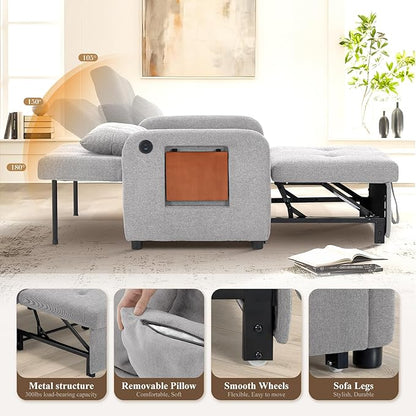 Convertible Sleeper Chair-Fabric Futon Sofa Bed, Single Sleeper Sofa, Small - Image 5
