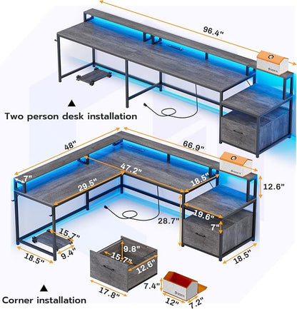 SEDETA L Shaped Desk, Gaming Desk - Image 3