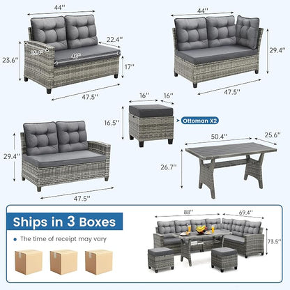 KROFEM 6-Piece Patio Furniture Set, Outdoor Sectional Sofa - Image 4