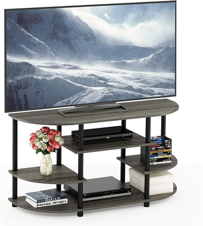 Furinno JAYA Simple Design Corner TV Stand, French Oak Grey/Black, 42.04 x by Furinno-FitsYourSpaceFitsYourBudget