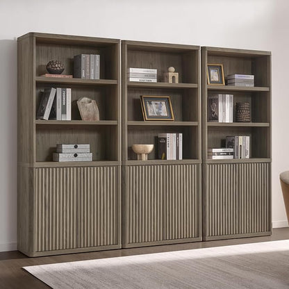 SICOTAS Book Shelf with Doors 71" Tall 6 Tier Bookshelf with Adjustable Shelves by SICOTAS