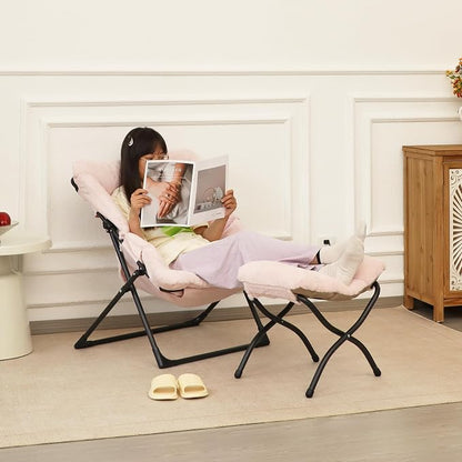 Comfy Saucer Chair for Adults, Soft Faux Fur Bedroom Chair - Image 4