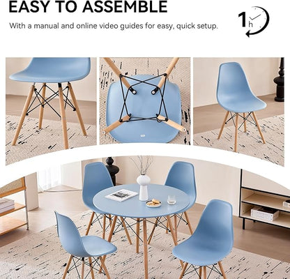 5-Piece Round Dining Table Set, Small 35.5" Kitchen Table Chairs Set of 4 Space - Image 7