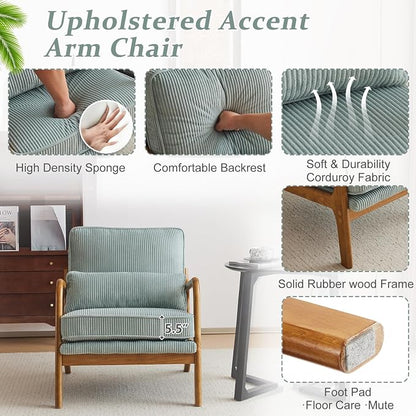 VINGLI Upgraded Premium Corduroy Accent Chairs Set of 2, Upholstered Arm Chair - Image 3