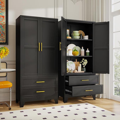 GAIOUS Steel Pantry Cabinet, 2 Adjustable Shelf and 2 Drawers, Freestanding by GAIOUS
