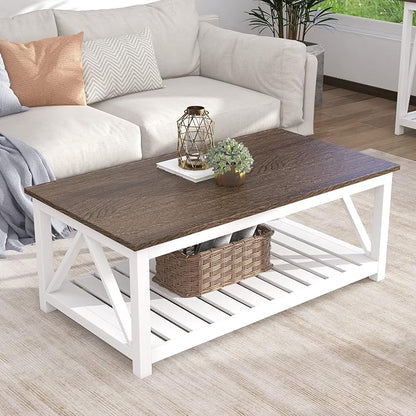 ChooChoo Farmhouse Coffee Table, Rustic Vintage Living Room Table - Image 4