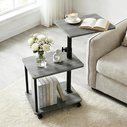 Swivel Side Table for Small Spaces, Adjustable Height End Table for Different by Bingyouth