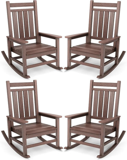 SERWALL Outdoor Rocking Chair Set of 4, HDPE Rocking Chair by SERWALL