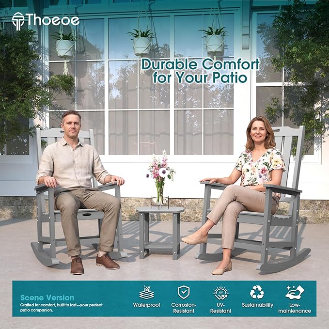 THOEOE Oversized Rocking Chair Set of 4, Outdoor Rocking Chair - Image 2