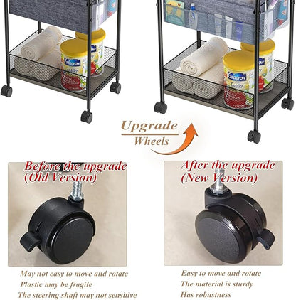3-Tier Baby Diaper Caddy Organizer and Storage Cart, Mobile Metal Utility Cart - Image 4