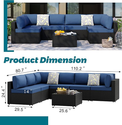 SUNLEI 7pcs Patio Conversation Sets Outdoor Furniture Sets, High Back - Image 2