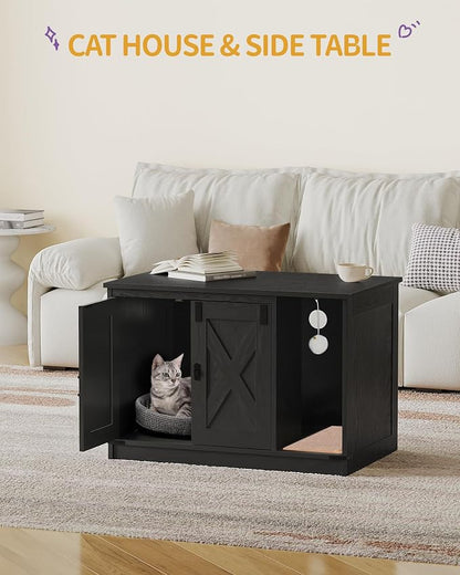 Hzuaneri Cat Litter Box Enclosure, Hidden Litter Box Cabinet Furniture - Image 2