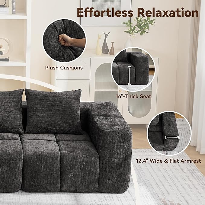 160" Boneless Couch, Oversized Cloud L Shaped Couch, Modular Sectional Sofa - Image 5