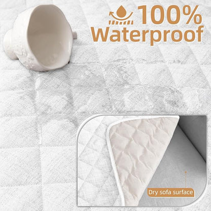 Dog Couch Cover for Sofa 100% Waterproof Faux Linen Sofa Covers for 3 Cushion - Image 2