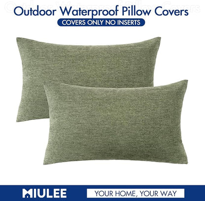 MIULEE Pack of 2 Decorative Outdoor Solid Waterproof Throw Pillow Covers Spring - Image 6