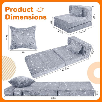 MeMoreCool Kids Floor Mattress Glow in The Dark, Convertible Sofa Couch - Image 5