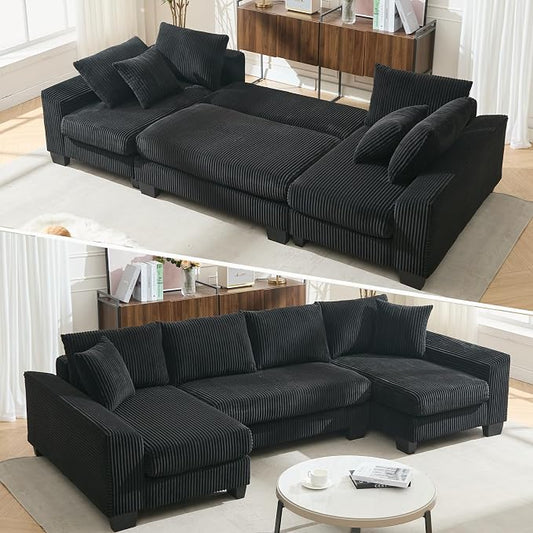 114" Sectional Couches with Pull Out Bed by LITVZ