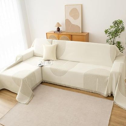 Boho Sofa Covers for 3 Cushion Couch, Chenille Sofa Slipcover for Pets Washable - Image 6