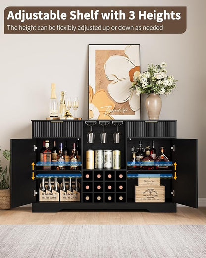 55" Fluted Wine Bar Cabinet - Image 4