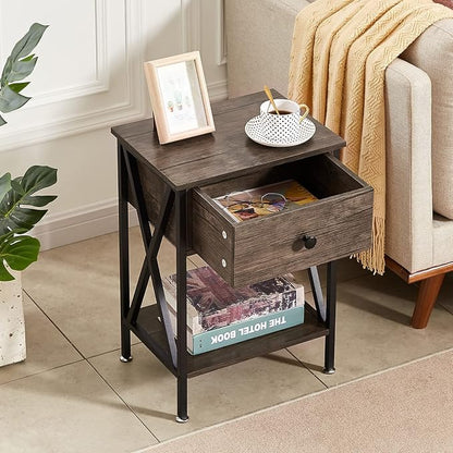 VECELO Nightstands Set of 2, Modern Bedside End Tables, Night Stands - Image 4