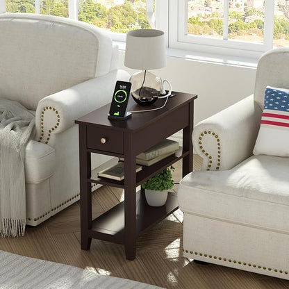 ChooChoo Narrow End Table Set of 2, Side Table Living Room - Image 5