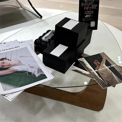 EASYSOUL Modern Glass Coffee Table, 32.68" D x 22.44" W x 15.75" H, Abstract - Image 4