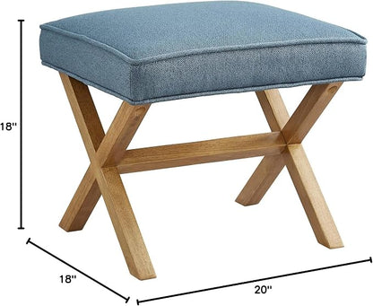 Amazon Brand – Rivet Mid-Century Modern X Stool Ottoman Chair, Indigo - Image 7