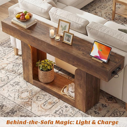 Homieasy Console Table, Farmhouse Wooden Sofa Table Behind Couch, Narrow - Image 5