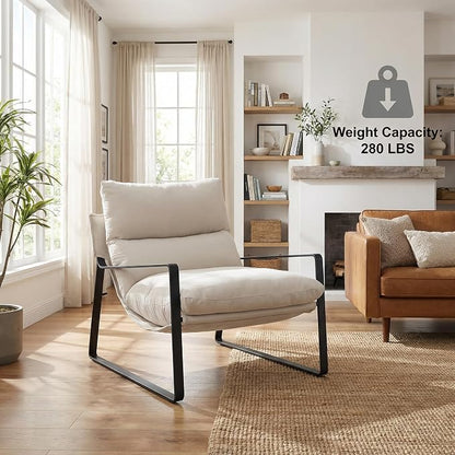 LukeAlon Modern Linen Accent Armchair, Upholstered Soft Living Room Chair - Image 7