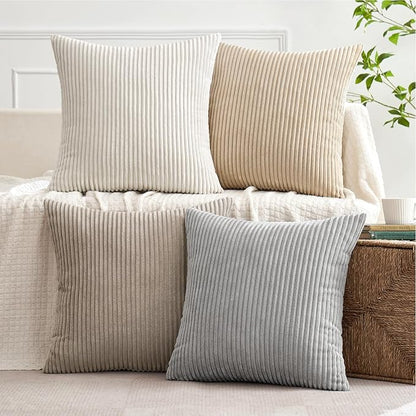 MIULEE Boho Farmhouse Throw Pillow Covers 18x18 Inch Set of 4 Neutral Tan - Image 2