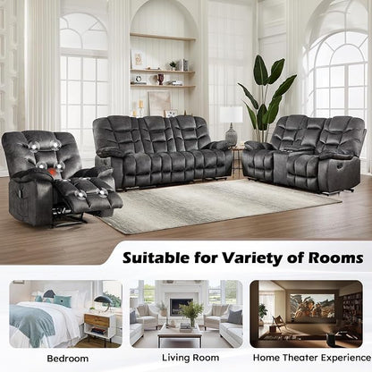 HAOMARKETS 3 Pieces Recliner Sofa Furniture Set, Include 2 Power Recliner Chairs - Image 7