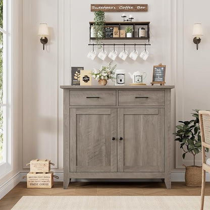 HORSTORS Kitchen Storage Cabinet, Modern Farmhouse Buffet Cabinet - Image 4