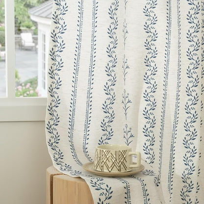 BGment Navy Blue Vintage Floral French Country Curtains 84 Inch Length - Image 8