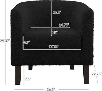 BELLEZE Living Room Chairs Set of 2, Teddy Polyester Accent Barrel Chairs - Image 3